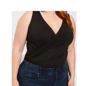 Black Sleeveless Wrap Top